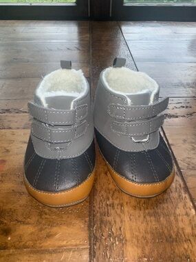 Carter's Gray, Black and Tan Baby Walker Booties